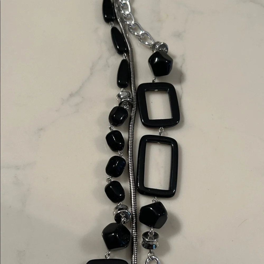 Chico's Black and Silver Multi-Strand Necklace